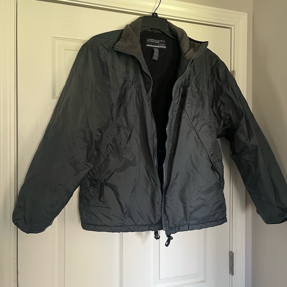 Vintage 90s American Eagle Men’s Dark Gray Lightweight Zip Jacket